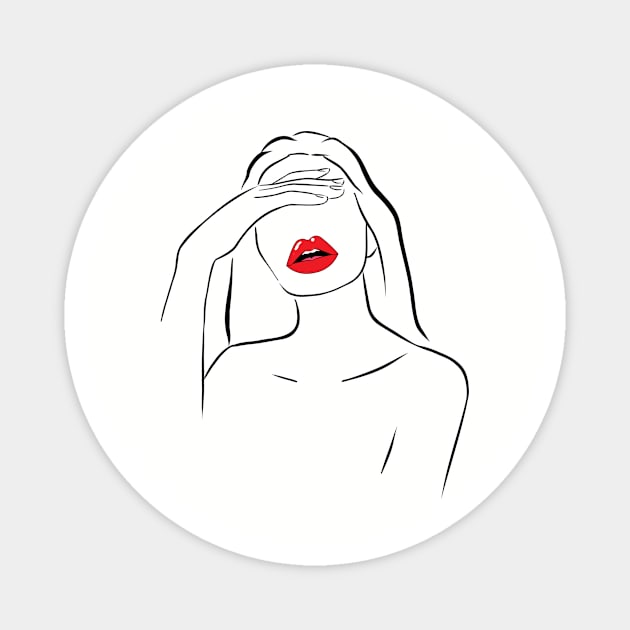 Woman Red Lips Kisses Magnet by MisqaPi Design